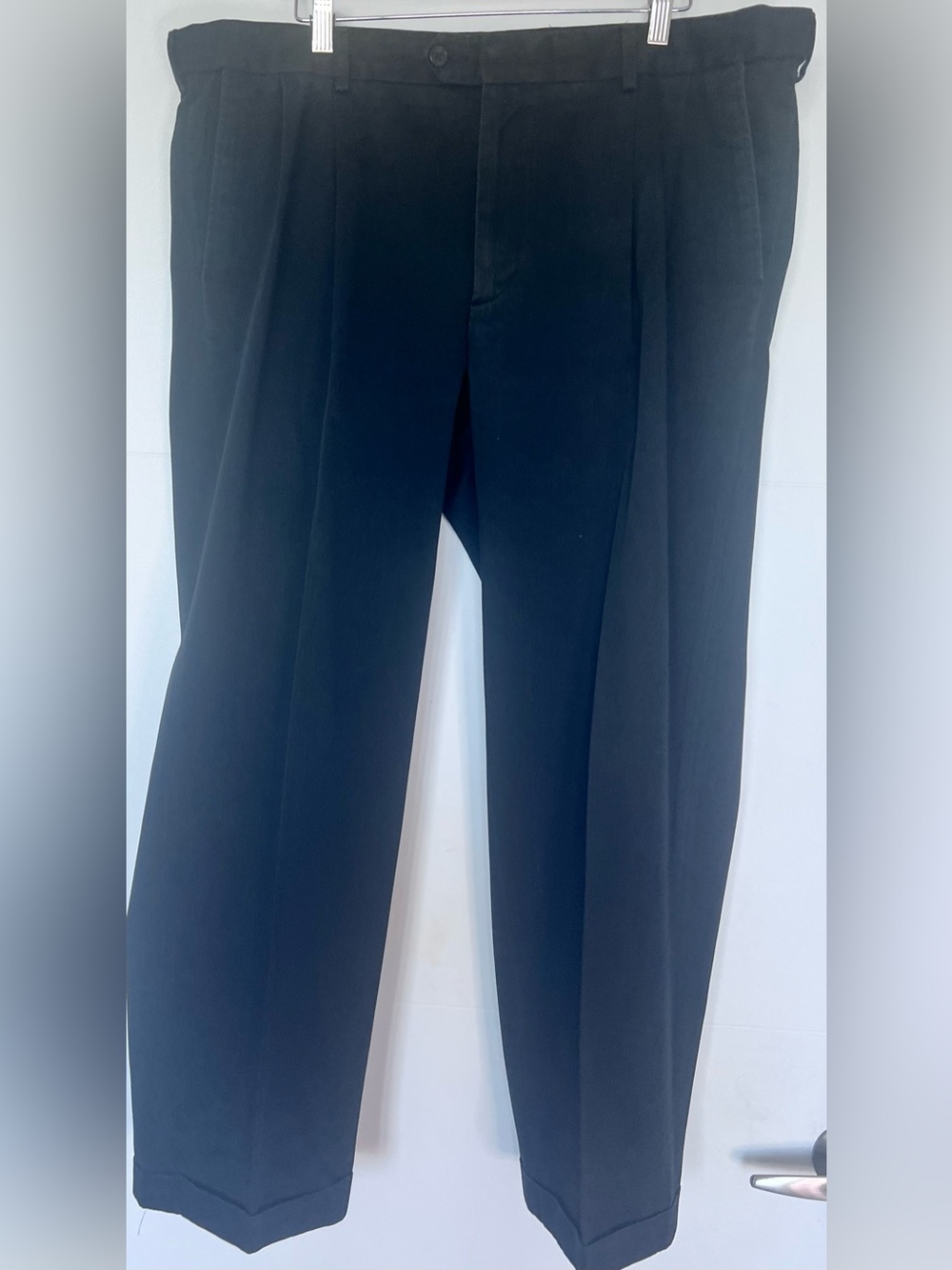 Saddlebred Men's Black Pleated Dress Pants Cuffed 40x30 Classic Fit Trousers